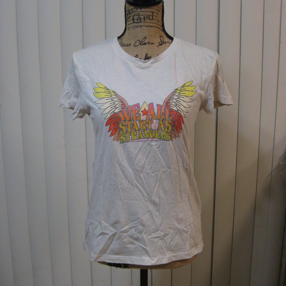 NWT Express tan khaki graphic t shirt top XS extra small